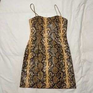 Likely Hayley Faux Leather Snake Print Mini Dress